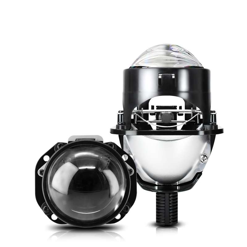 T02 1 Pair 2.5 inch Car Bifocal LED Lens Headlight, Left Driving(Black)