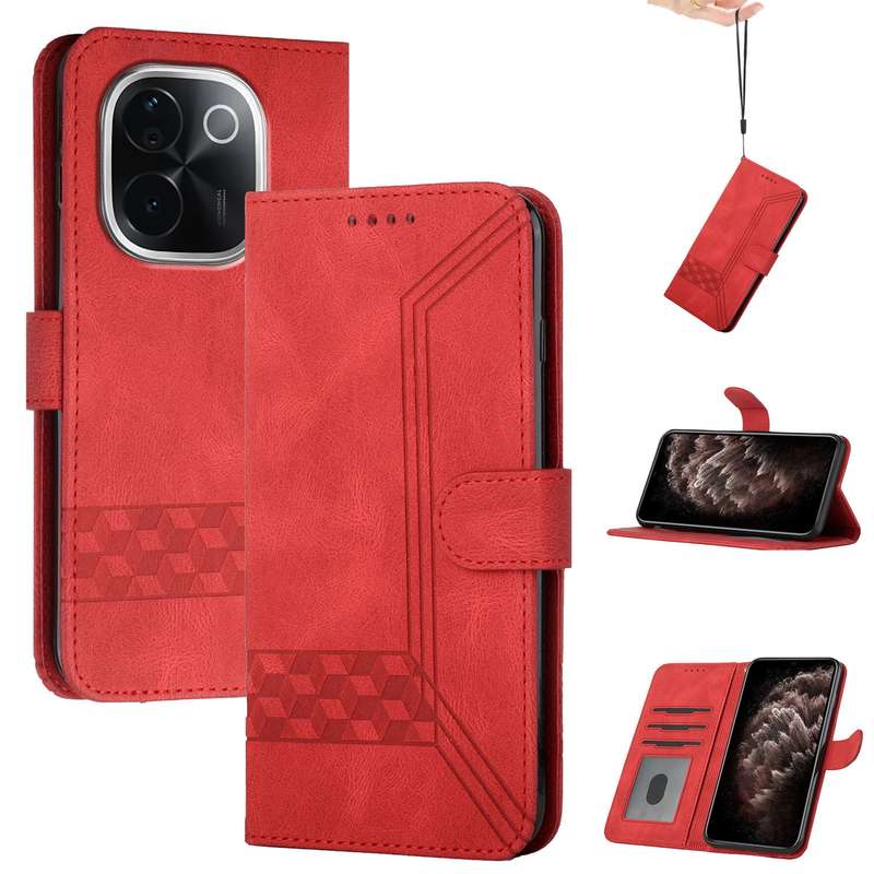 For vivo iQOO Z9s Pro / T3 Pro 5G India Cubic Skin Feel Flip Leather Phone Case(Blue)