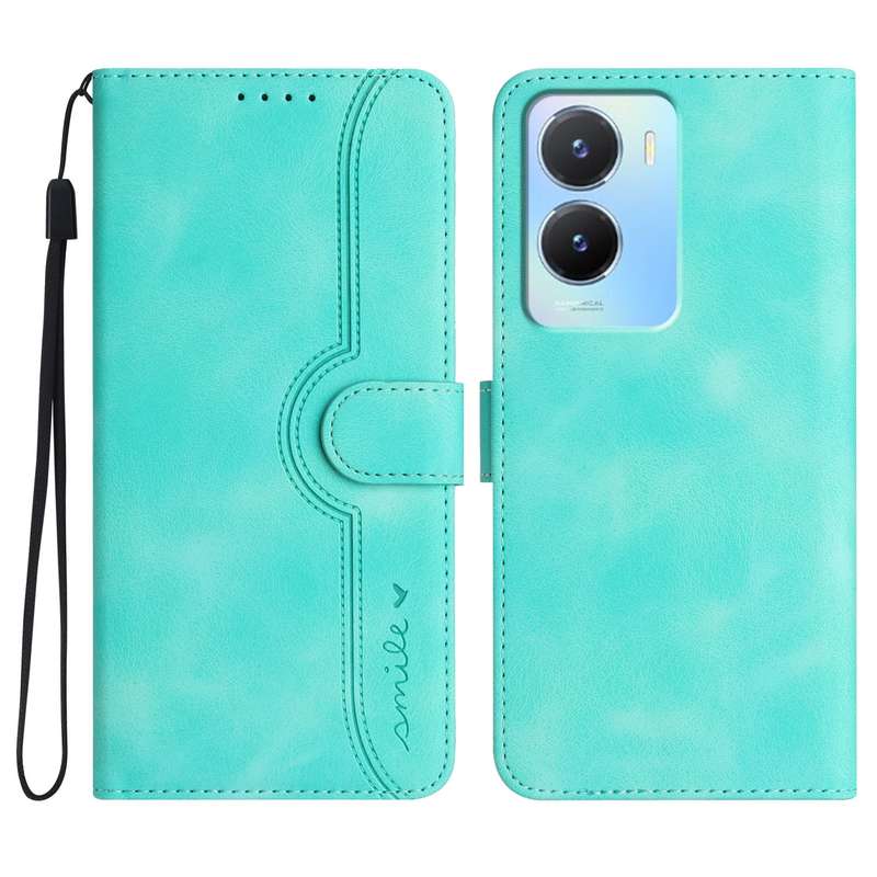 For vivo Y56 5G Global/Y16 4G Global Heart Pattern Skin Feel Leather Phone Case(Light Blue)