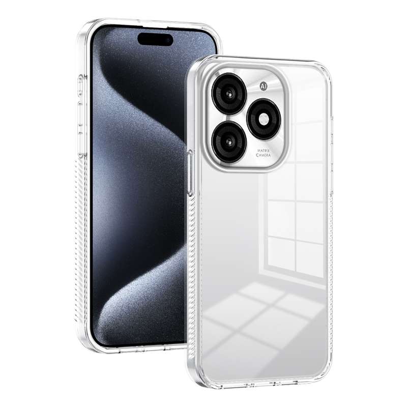 For Itel A70 2.5mm Anti-slip Clear Acrylic Hybrid TPU Phone Case(Black)