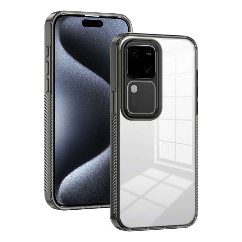 For vivo V30 / V30 Pro 2.5mm Anti-slip Clear Acrylic Hybrid TPU Phone Case(Black)