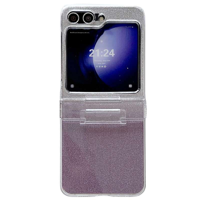 For Samsung Galaxy Z Flip6 Four Parts Electroplating PC + Glitter Paper Full Coverage Phone Cas