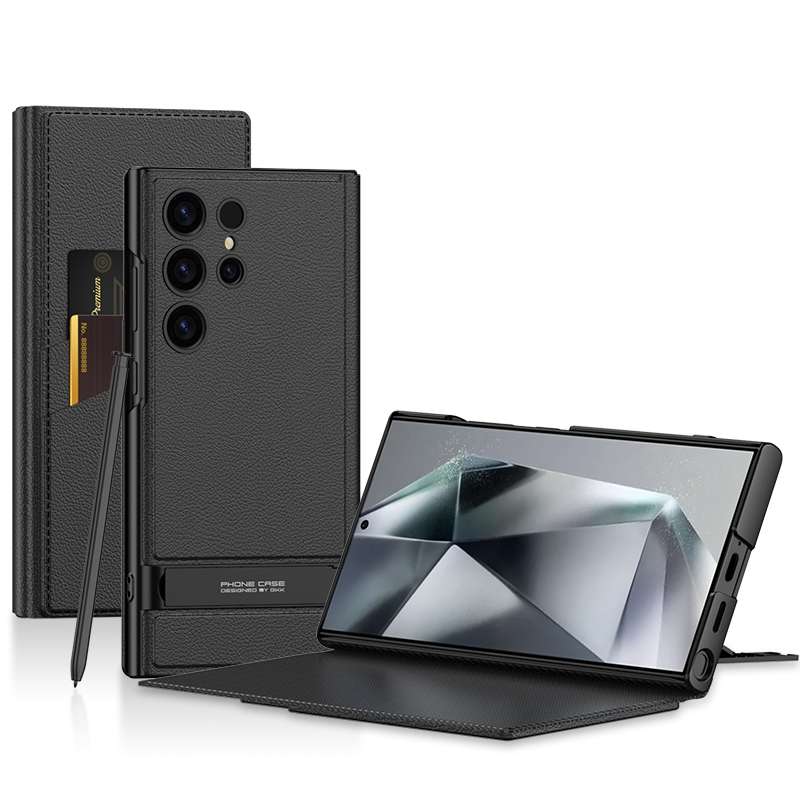 For Samsung Galaxy S24 Ultra 5G GKK Triumph Ultra-Thin Flip Leather Case without Pen(Black)