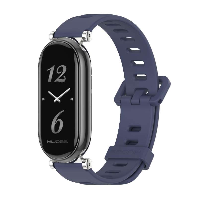 For Xiaomi Mi Band 8 Mijobs GT4 Flat Hole Silicone Watch Band(Midnight Blue Silver)