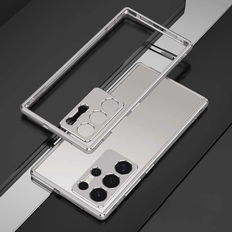 For Samsung Galaxy S24 Ultra 5G Aurora Series Lens Protector + Metal Frame Phone Case(Silver)