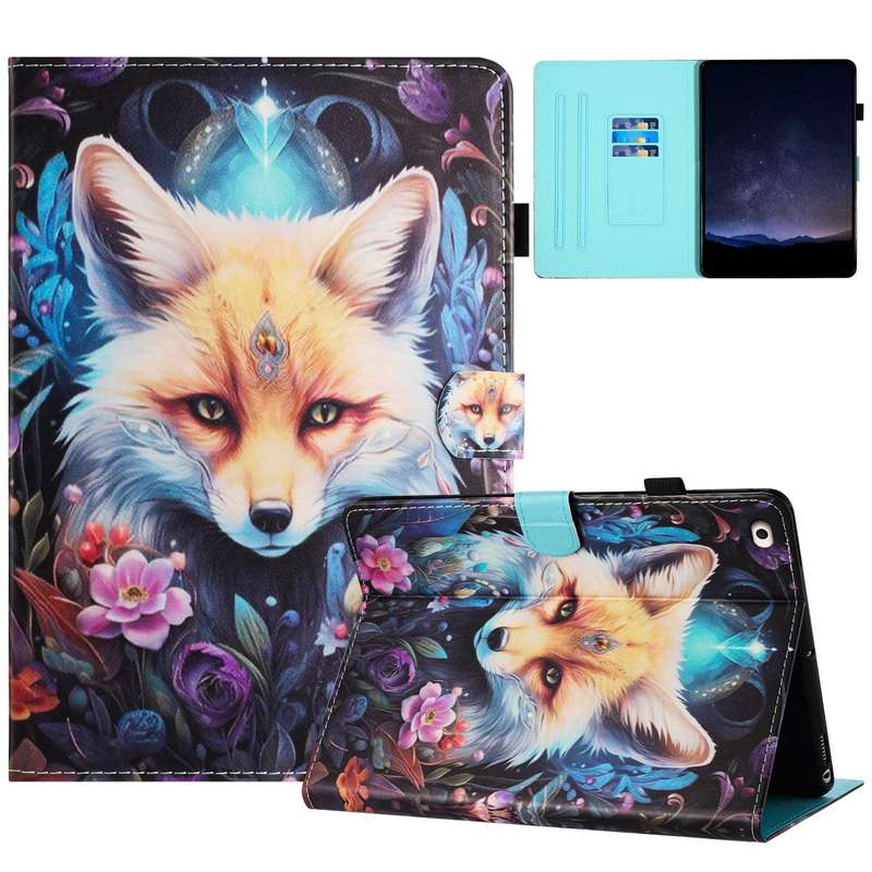 For iPad Air / Air 2 / 9.7 2017 / 2018 Painted Litchi Leather Sewing Smart Tablet Case(Fox)