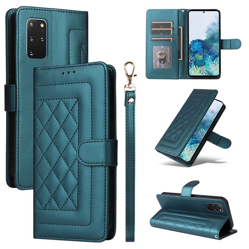 For Samsung Galaxy S20+ Diamond Lattice Leather Flip Phone Case(Green)