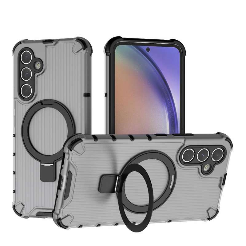 For Samsung Galaxy A54 5G Grating Holder Shockproof Phone Case(Transparent Black)