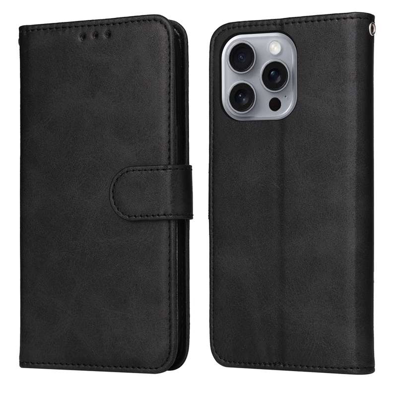 For iPhone 16 Pro Max Classic Calf Texture Flip Leather Phone Case(Black)