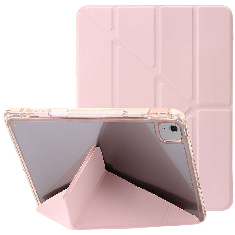 For iPad Air 13 2024 Clear Acrylic Deformation Leather Tablet Case(Pink)