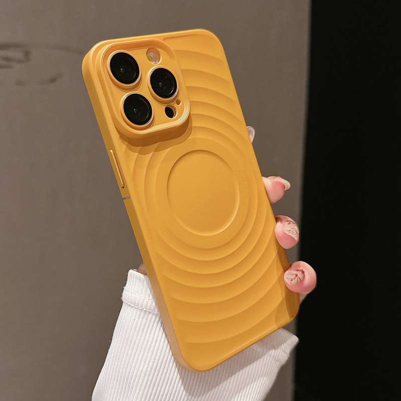 For iPhone 15 Pro Wave Texture PC Shockproof Phone Case(Khaki)