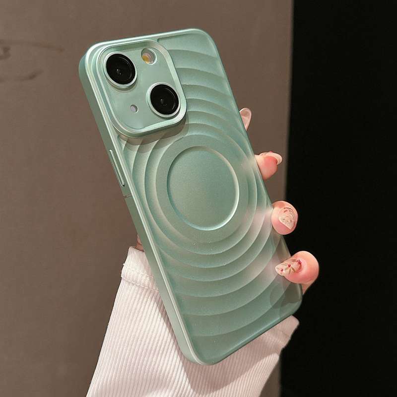 For iPhone 14 Wave Texture PC Shockproof Phone Case(Cyan)