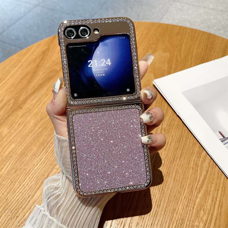 For Samsung Galaxy Z Flip5 Gradient Glitter Powder Electroplated Diamond PC Full Coverage Shock