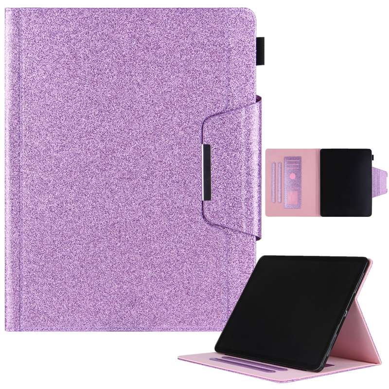 For iPad Pro 13 2024 Glitter Metal Buckle Leather Smart Tablet Case(Purple)