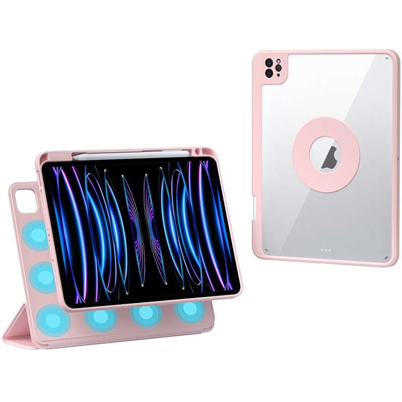 For iPad Pro 12.9 2022 / 2021 / 2020 Rotatable Magnetic Detachable Leather Tablet Case with Pen