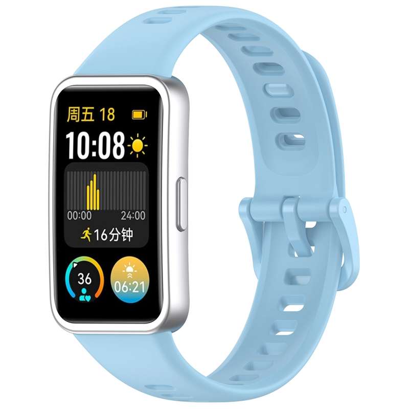 For Huawei Band 9 / 9 NFC / 8 / 8 NFC Nail Button Glossy Silicone Watch Band(Light Blue)
