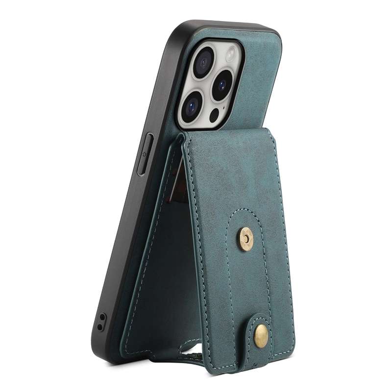 For iPhone 16 Pro Max Denior D14 NK Retro Pattern MagSafe Magnetic Card Holder Leather Phone Ca