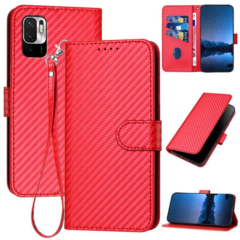 For Xiaomi Poco M3 Pro 5G/Redmi Note 10 5G YX0070 Carbon Fiber Buckle Leather Phone Case with L