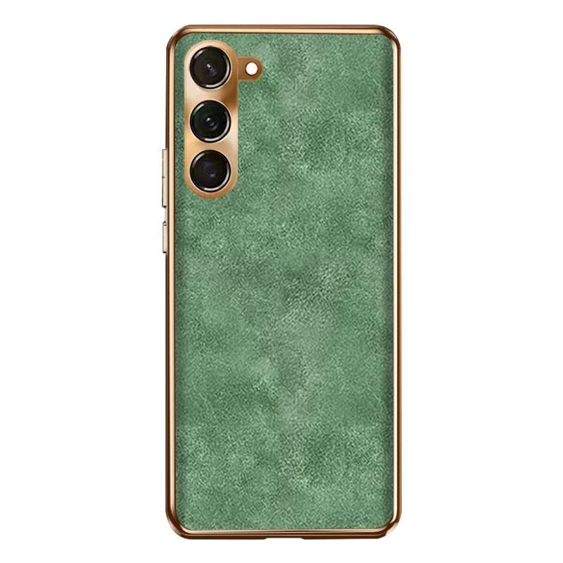 For Samsung Galaxy S23 5G Electroplating Lambskin Leather Phone Case(Green)