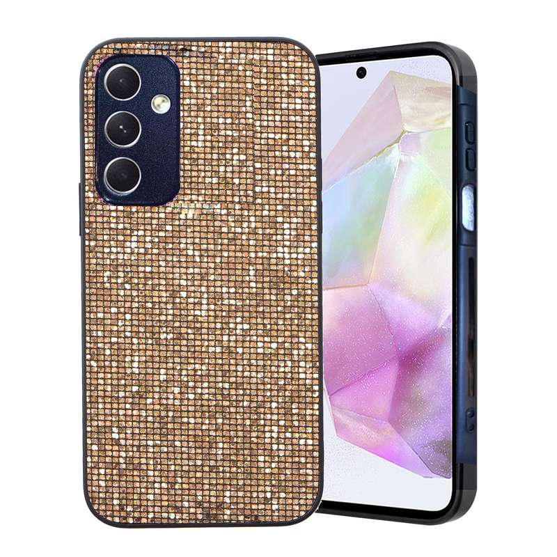 For Samsung Galaxy A55 5G Glitter Powder TPU Hybrid PC Phone Case(Gold)