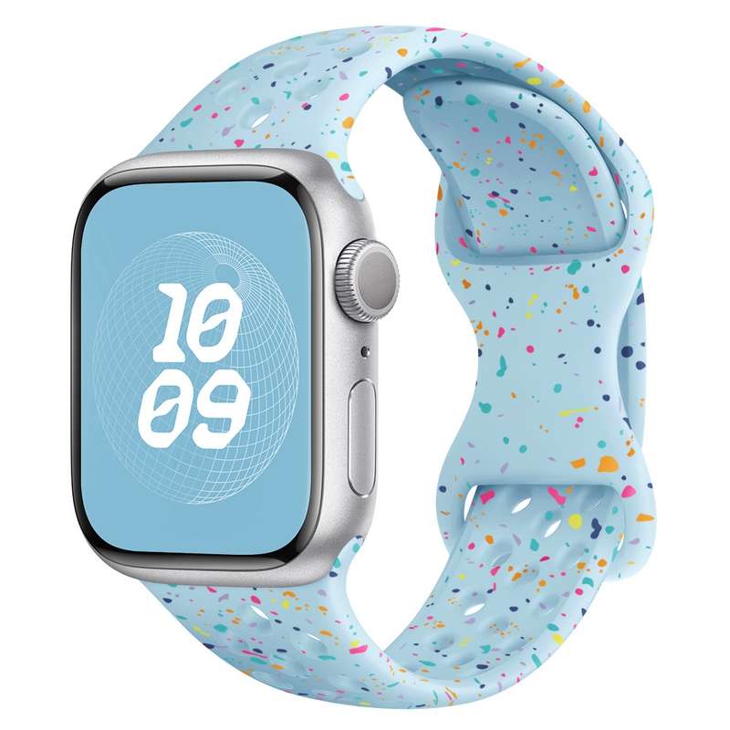 For Apple Watch Series 4 40mm Hole Style Butterfly Buckle Camouflage Silicone Watch Band(Light