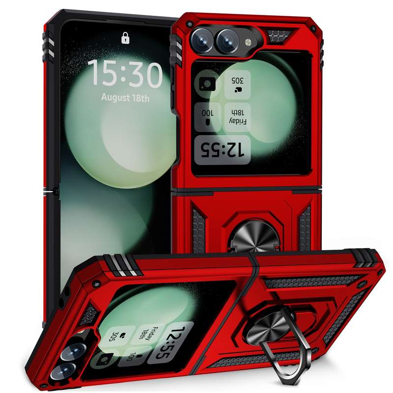 For Samsung Galaxy Z Flip6 5G Shockproof TPU + PC Phone Case with Holder(Red)
