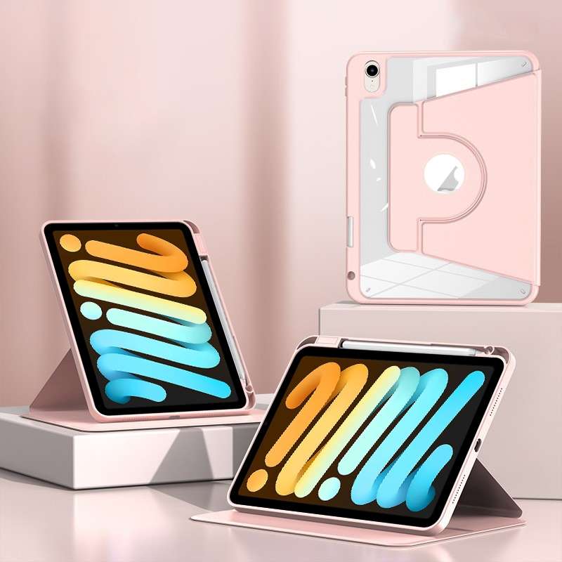 For iPad mini 6 Magnetic Split Leather Smart Tablet Case with Pen Slot(Pink)