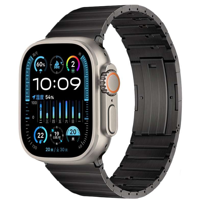 For Apple Watch Ultra 2 49mm PG65 Single Bead Bamboo Joint Spring Bars Titanium Metal Watch Ban