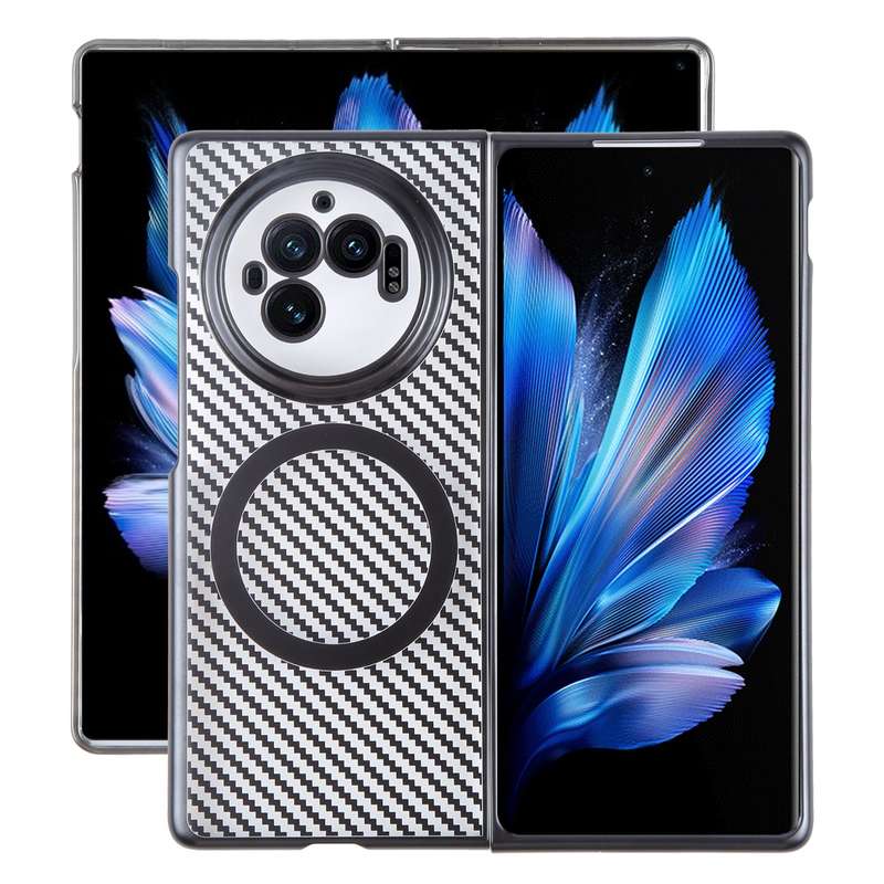 For vivo X Fold3 6D Plated Carbon Fiber Clear Magsafe PC Phone Case(Starry Black)