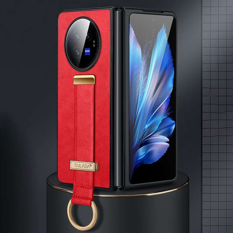 For vivo X Fold3 SULADA PC + Leather Texture Skin Feel Shockproof Phone Case(Red)