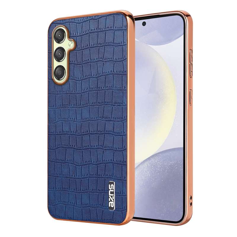 For Samsung Galaxy A05s / M14 AZNS Electroplated Frame Crocodile Texture Full Coverage Phone Ca