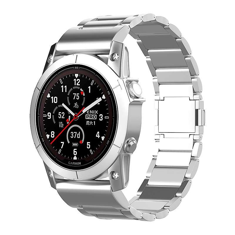 For Garmin Tactix 7 Pro / Fenix 7X 26mm Three-Bead Magnetic Buckle Metal Quick Release Watch Ba
