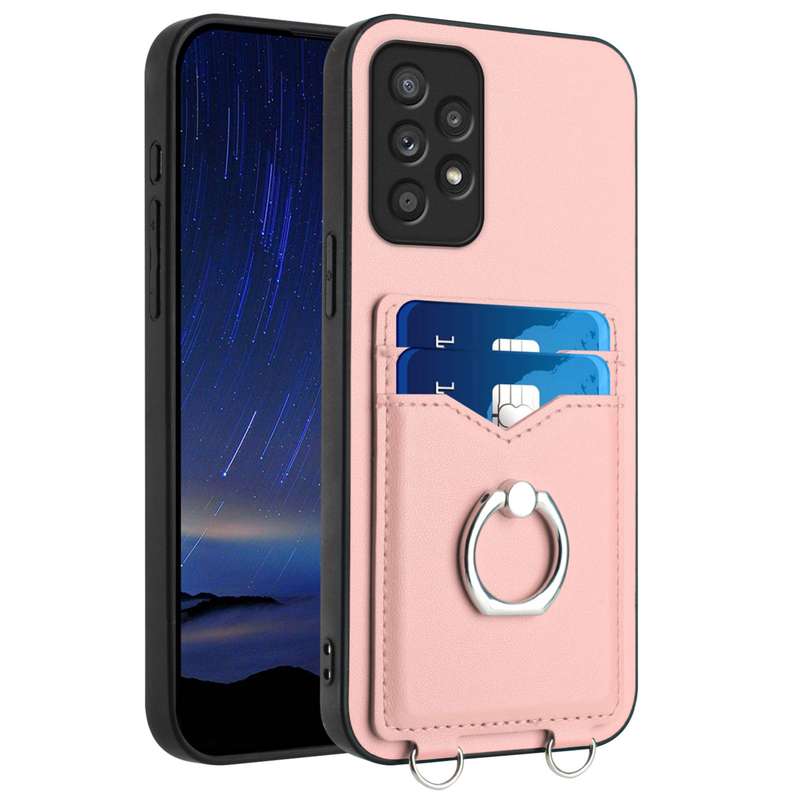 For Samsung Galaxy A52 R20 Ring Card Holder Phone Case(Pink)