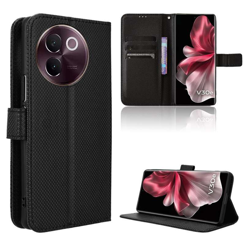 For vivo V30e 5G Diamond Texture Leather Phone Case(Black)