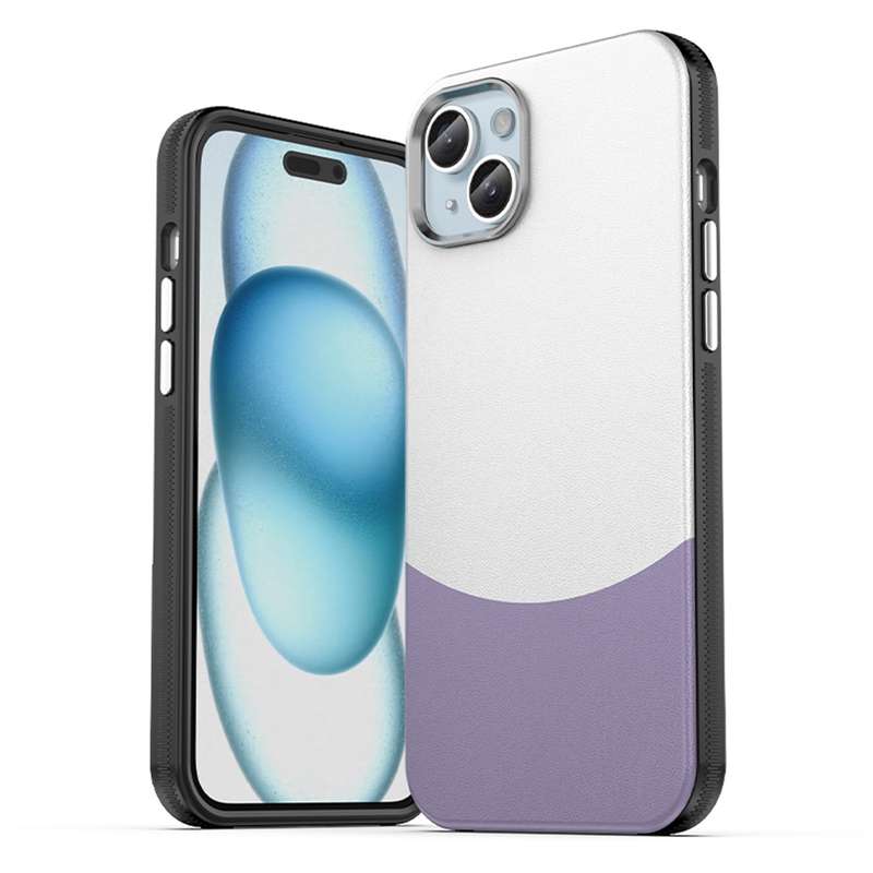 For iPhone 15 Plus Leather Texture MagSafe Magnetic TPU + PC Phone Case(Light Purple)