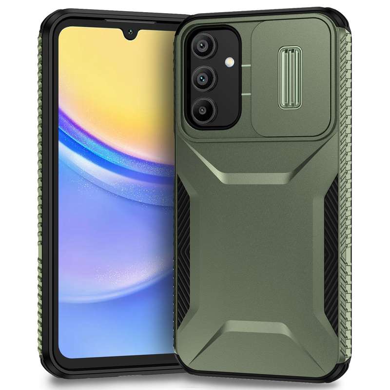 For Samsung Galaxy A15 5G Sliding Camshield Phone Case(Alpine Green)