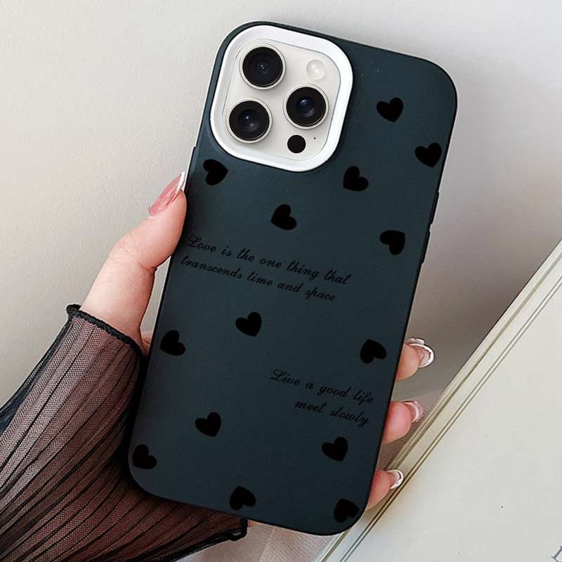 For iPhone 13 Pro Max Love Hearts PC Hybrid TPU Phone Case(Black)