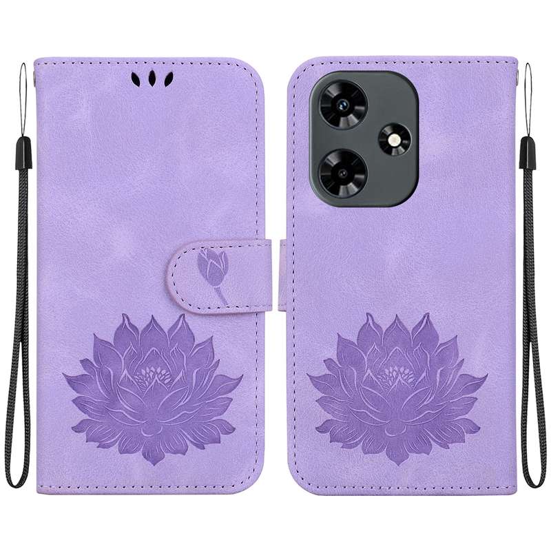 For Infinix Hot 30 4G X6831 Lotus Embossed Leather Phone Case(Purple)