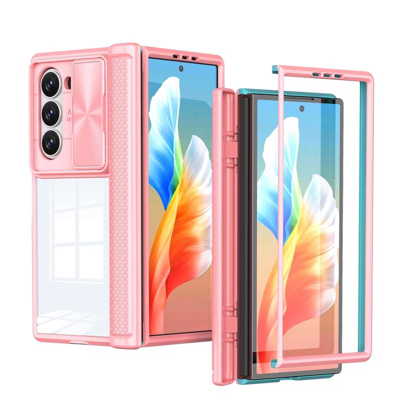 For Samsung Galaxy Z Fold6 5G Transparent Tempered Glass Shockproof Folding Phone Case with Hin