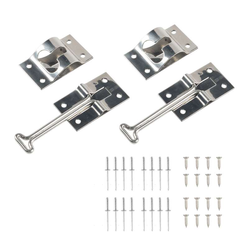 2pcs / Set Vans / RVs / Trucks 4 inch Stainless Steel Door Hook with Screws(Silver)
