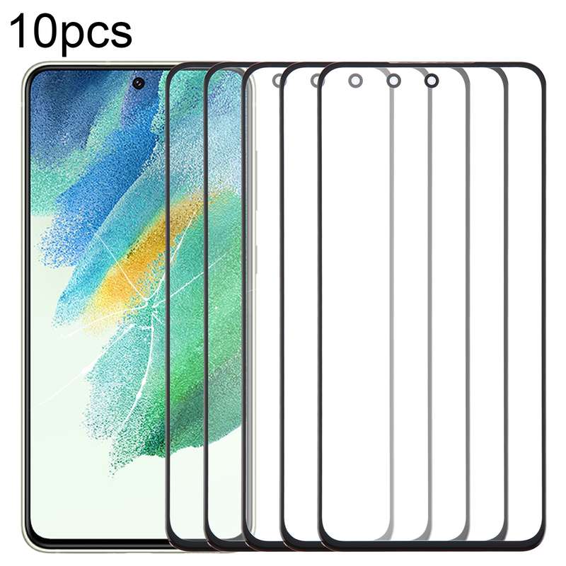 For Samsung Galaxy S21 FE SM-G990B 10pcs Front Screen Outer Glass Lens with OCA Optically Clear Adhe