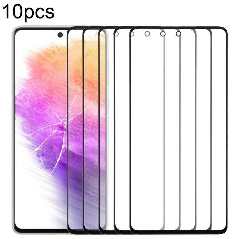 For Samsung Galaxy A73 SM-A736B 10pcs Front Screen Outer Glass Lens with OCA Optically Clear Adhesiv