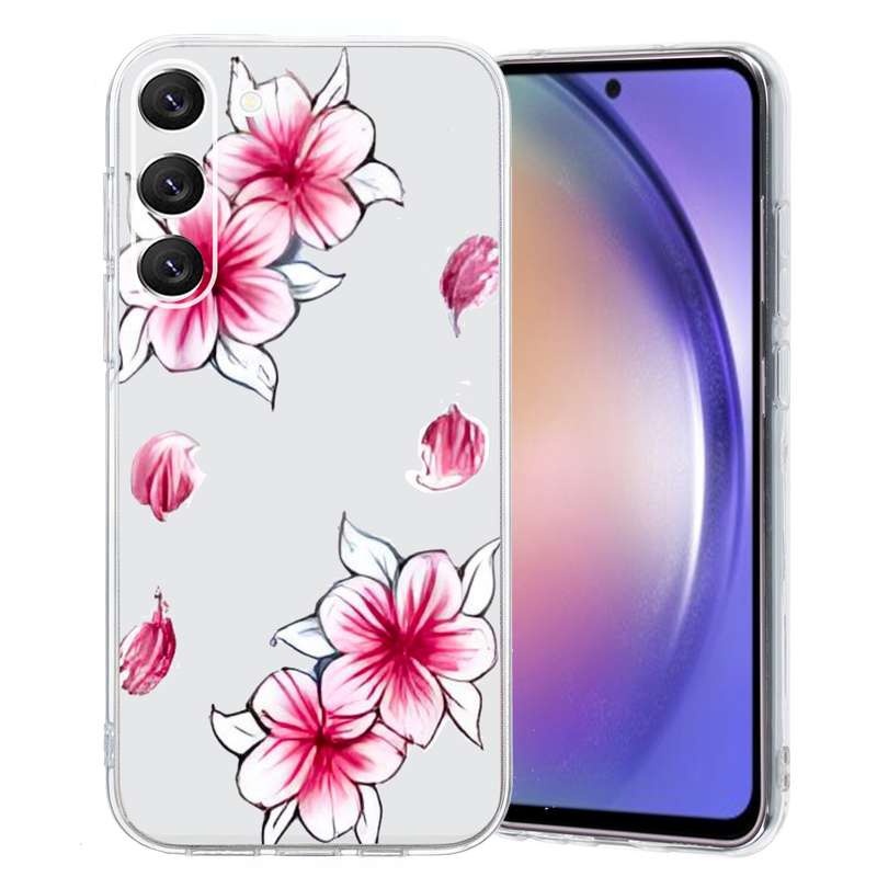 For Samsung Galaxy S23+ 5G Colored Drawing Pattern Transparent TPU Phone Case(Sakura)