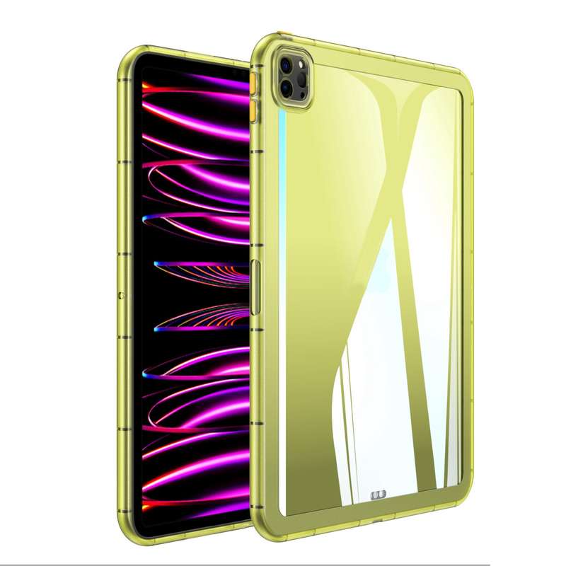 For iPad Pro 12.9 2022 / 2021 / 2020 Clear Acrylic Hybrid TPU Tablet Case(Yellow)