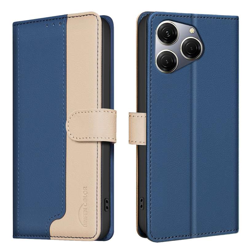 For Tecno Spark 20 Pro Color Matching RFID Anti-theft Leather Phone Case(Blue)