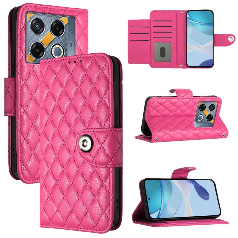 For Infinix GT 20 Pro X6871 Rhombic Texture Flip Leather Phone Case with Lanyard(Rose Red)