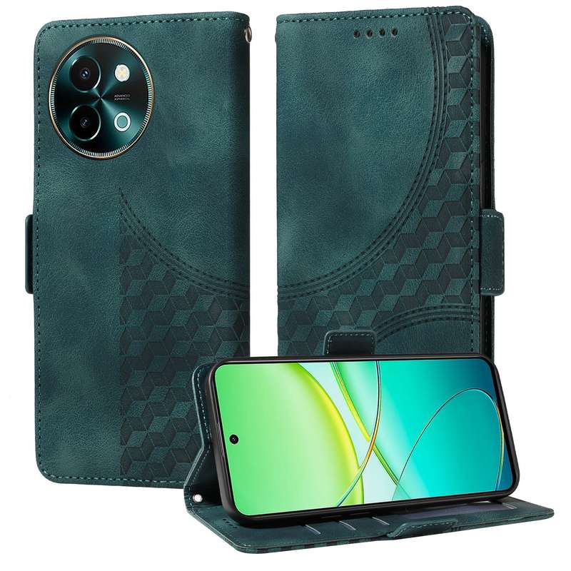 For vivo Y38 5G / T3x 5G Global Embossed Rhombus Starry Leather Phone Case(Green)