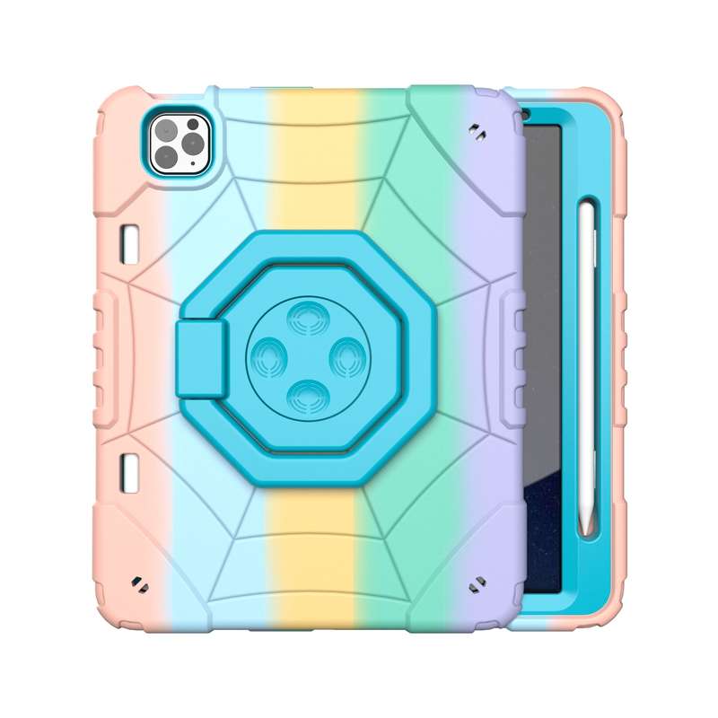 For iPad Pro 11 2022 / 2021 / 2020 Spider Turntable Handle Stress Relief Tablet Case(Gradient C