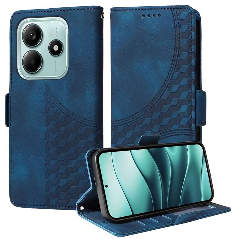 For Redmi Note 14 5G Embossed Rhombus Starry Leather Phone Case(Green)