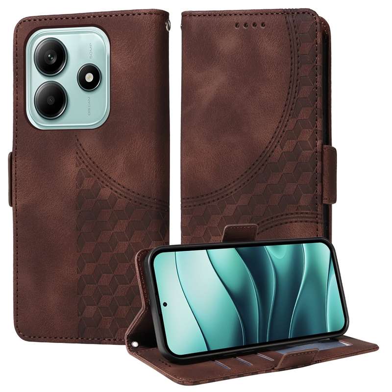 For Redmi Note 14 5G Embossed Rhombus Starry Leather Phone Case(Green)